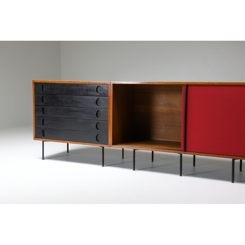 Vintage Black and Red Sideboard by Franco Campo and Carlo Graffi, Italy 1950s