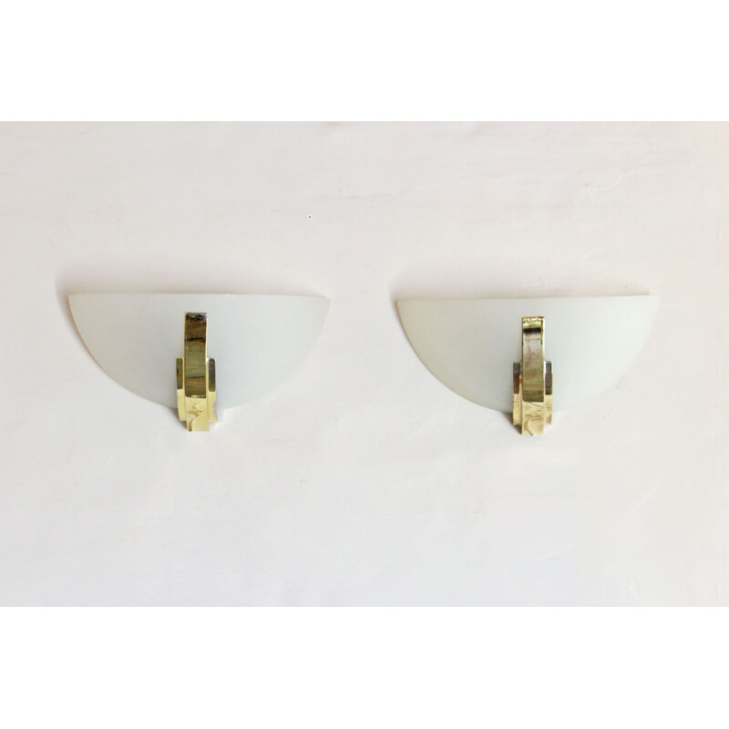 Pair of vintage wall lamps opaline 1970s