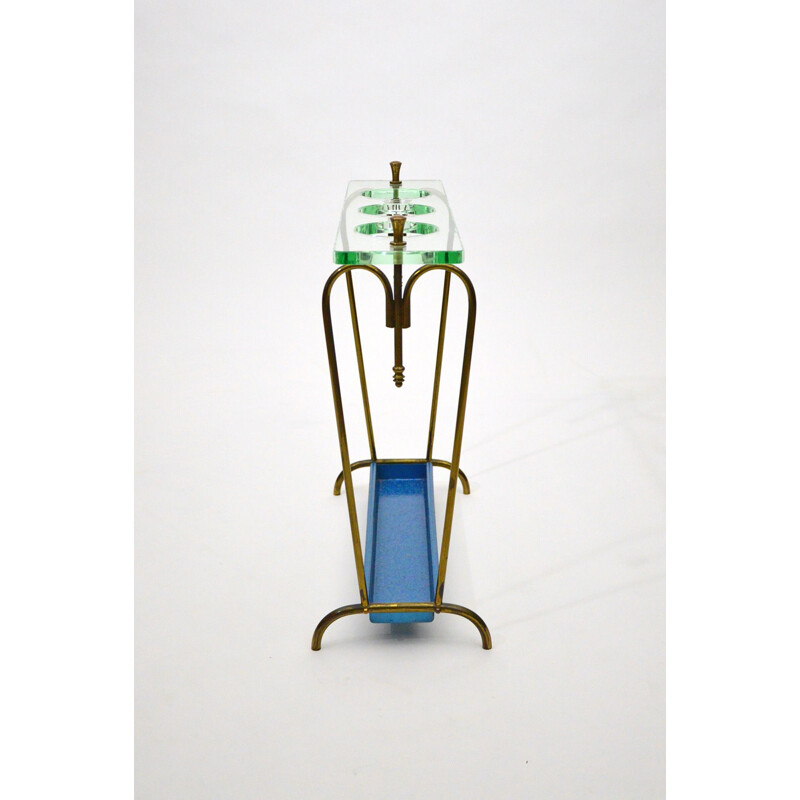 Porte-parapluies vintage Fontana Arte en cristal et laiton 1940