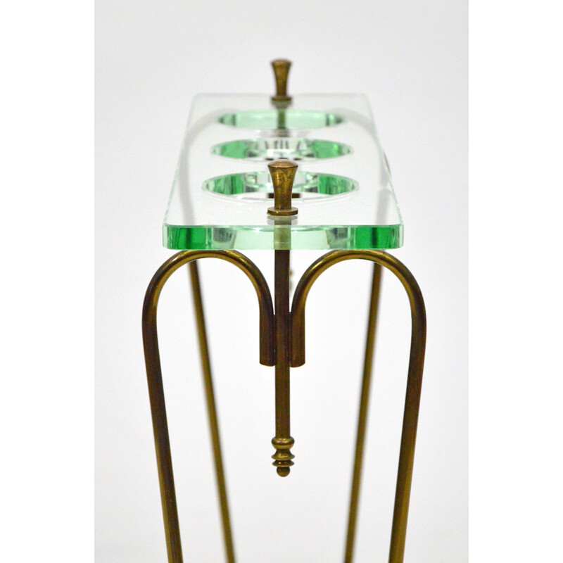 Vintage Fontana Arte Umbrella Stand In Crystal And Brass 1940s