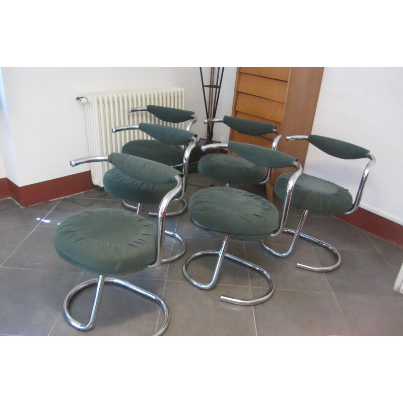 Set of 6 cobra chairs Giotto Stopino, Italian 1970s