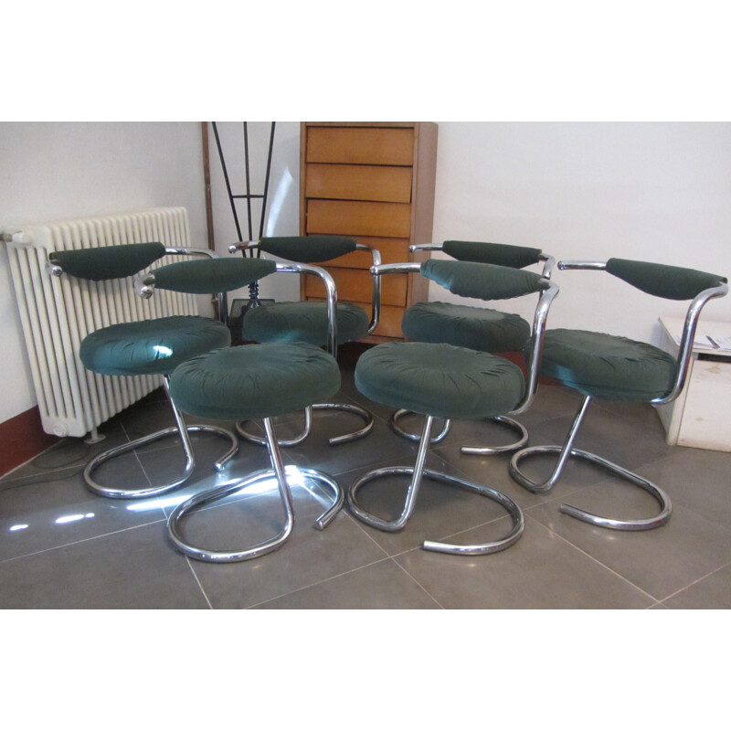 Set of 6 cobra chairs Giotto Stopino, Italian 1970s