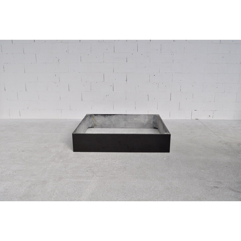 Large coffee table in travertine and black granite - 1970s