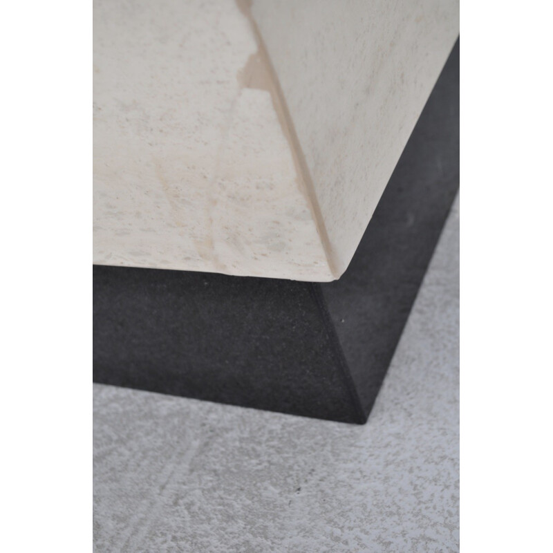 Large coffee table in travertine and black granite - 1970s