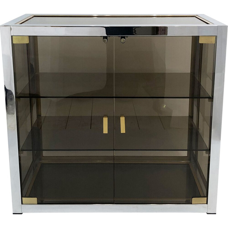 Vintage Low Display Cabinet Hollywood Regency Miami by Renato Zevi, Italy 1970s