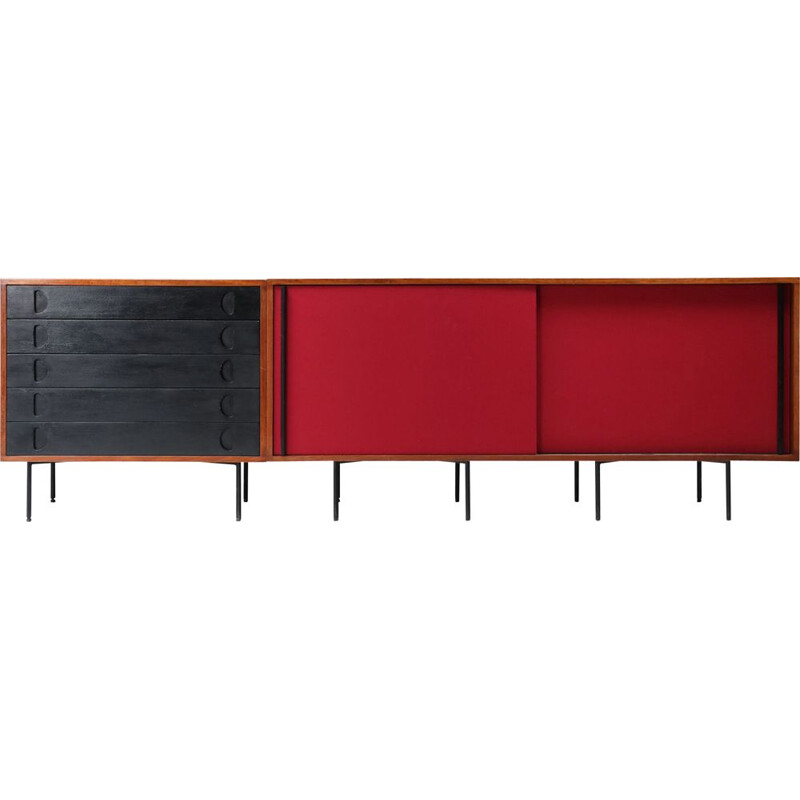 Vintage Black and Red Sideboard by Franco Campo and Carlo Graffi, Italy 1950s