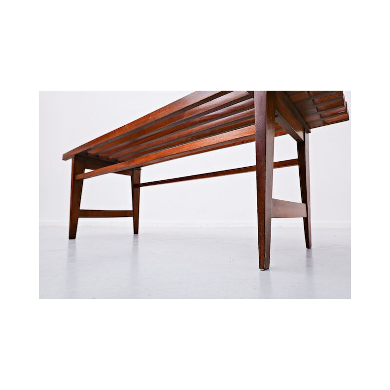 Vintage Slatted Bench Teak, Italy 1960s