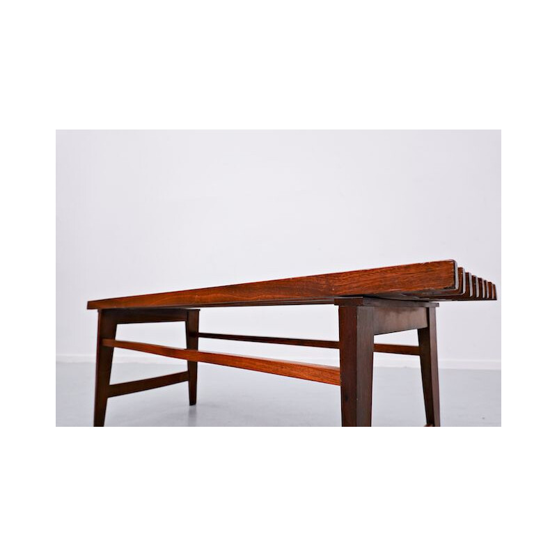 Vintage Slatted Bench Teak, Italy 1960s