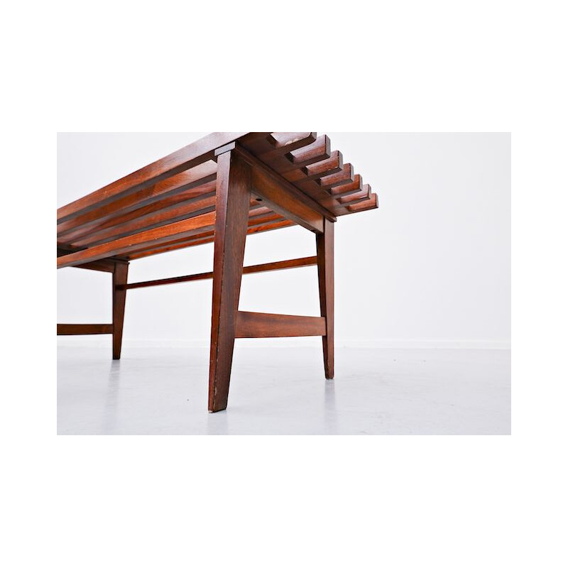 Vintage Slatted Bench Teak, Italy 1960s