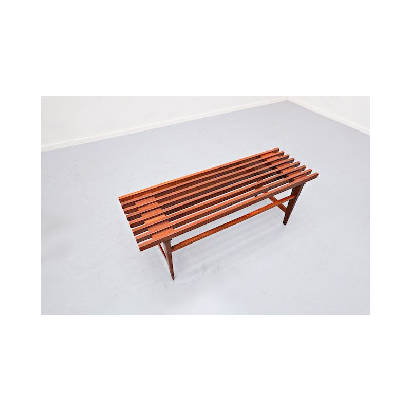 Vintage Slatted Bench Teak, Italy 1960s