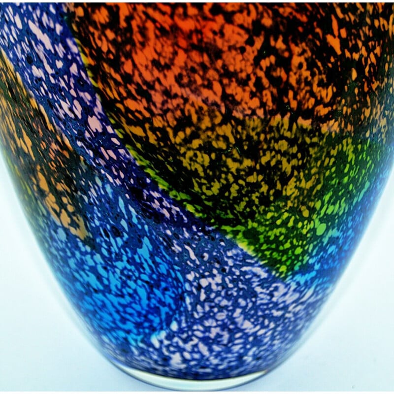 Grand vase vintage en verre soufflé de Murano. Italie 1980