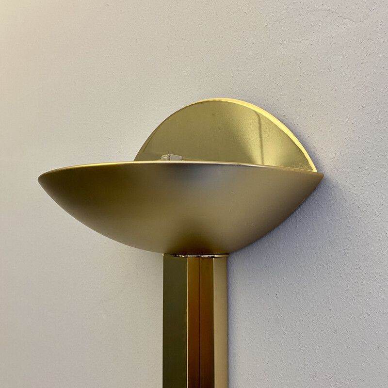 Vintage brass half moon wall lamp, Italian 1975s
