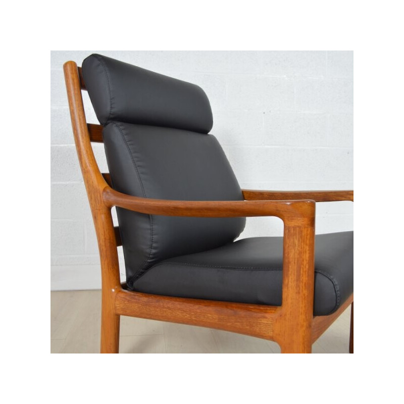 Silkeborg Denmark armchair with footstool, Johannes ANDERSEN - 1960s