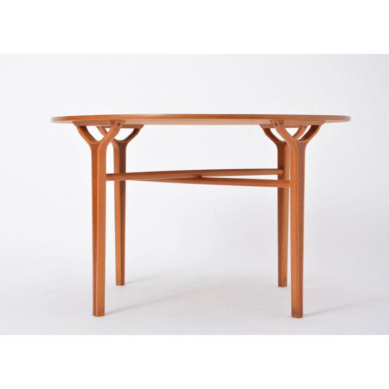 Vintage teak and beechwood coffee table "Ax moderne" by Peter Hvidt and Orla Molgaard-Nielsen, Denmark 1950