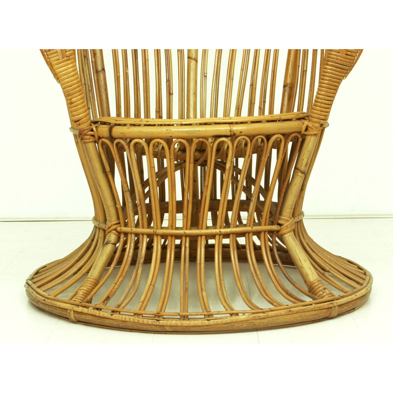 Vintage Wicker Lounge Chair, Italian 1950s