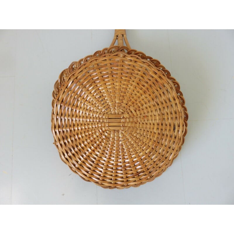 Set of 3 vintage rattan baskets, France 1970s