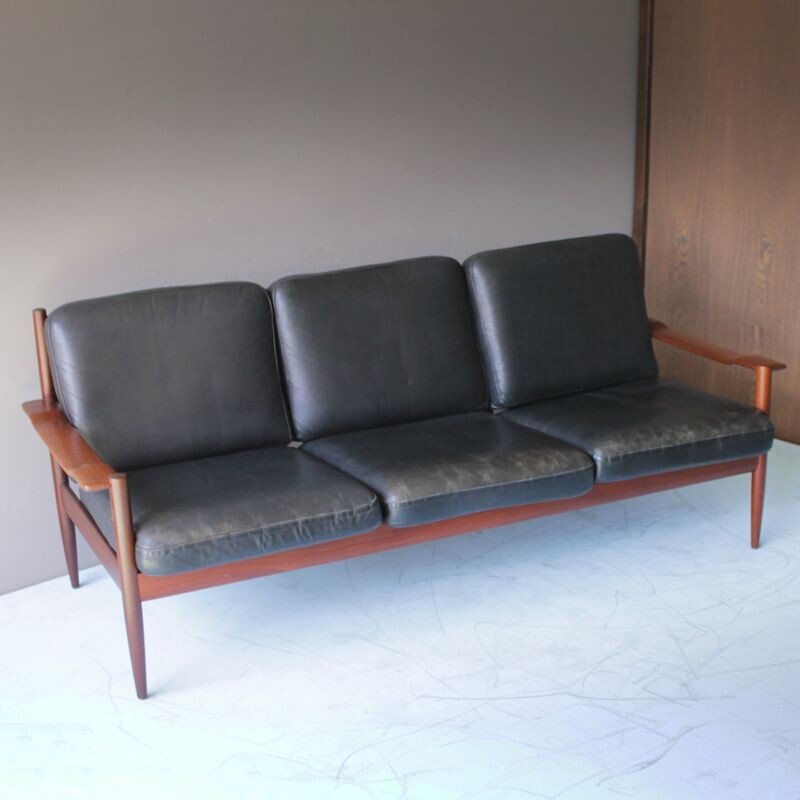 Vintage Teakholz-Lounge-Set mit Leder, Dänisch 1960