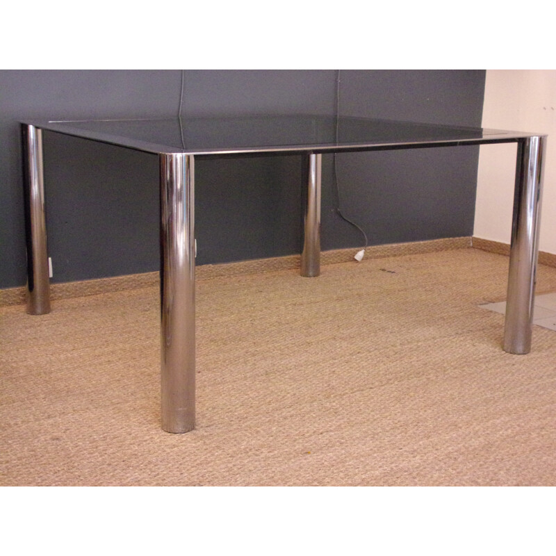 Italian Cinova dining table in glass and chromed metal, S. MAZZA & G. GRAMIGNA -  1969