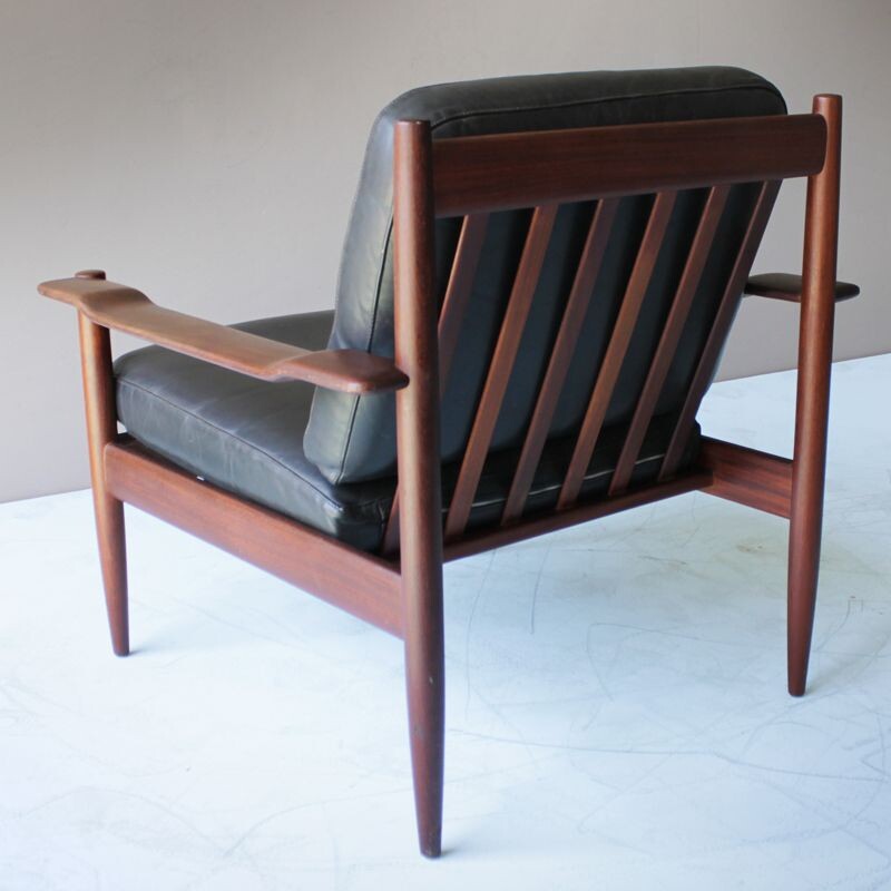 Vintage teak living room set with leather, Danish 1960