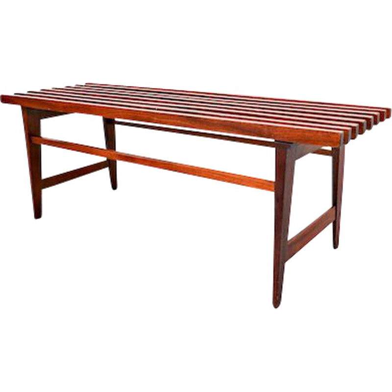 Vintage Slatted Bench Teak, Italy 1960s