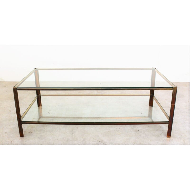Vintage double top coffee table by Jacques Quinet 1960s
