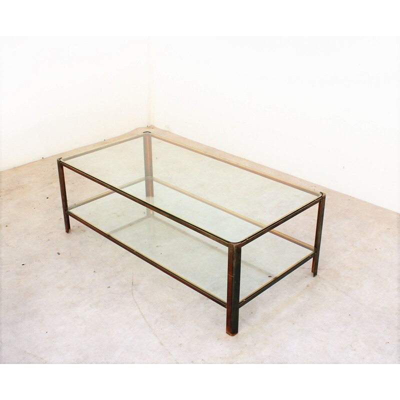 Vintage double top coffee table by Jacques Quinet 1960s
