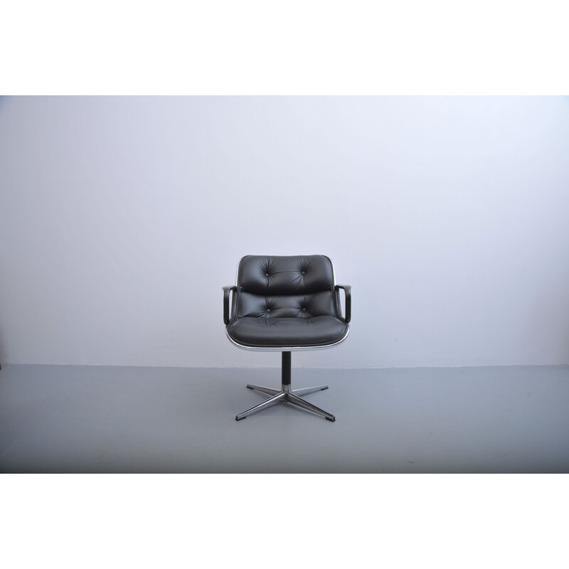 Vintage Charles Pollock executive chair black leather