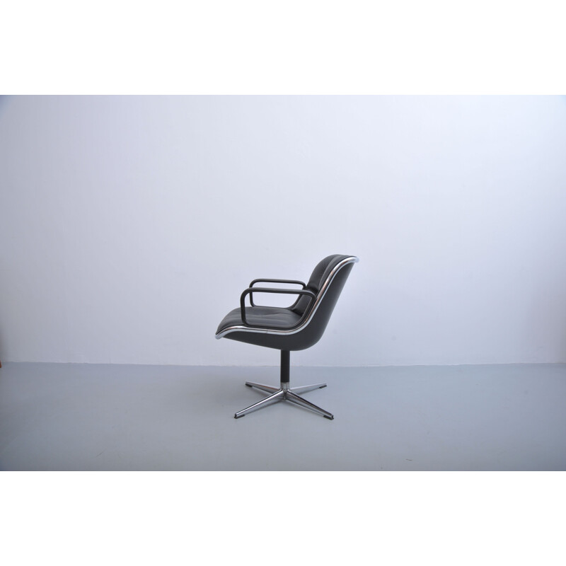 Vintage Charles Pollock executive chair black leather