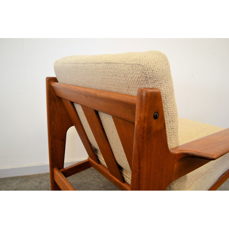 Pair of Komfort armchairs in teak wood and beige fabric, Arne Wahl IVERSEN - 1960s