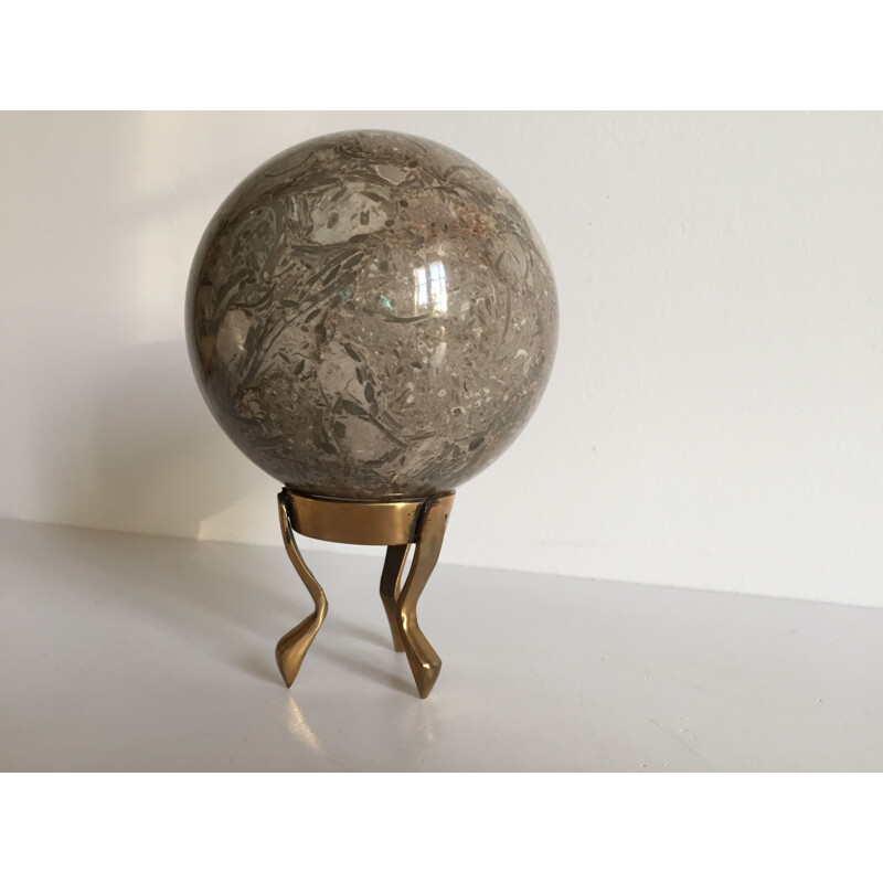 Vintage paperweight marble and brass