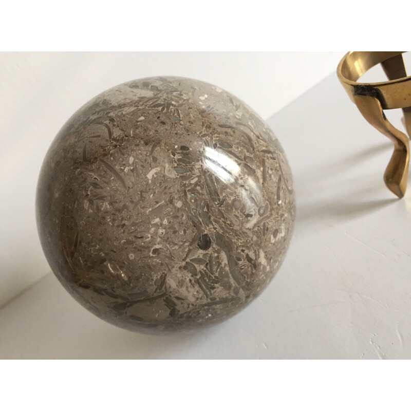 Vintage paperweight marble and brass