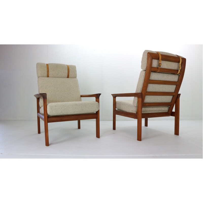 Pair of vintage Teak Lounge Chairsfor by Sven Ellekaer for Komfort, Denmark 1960s