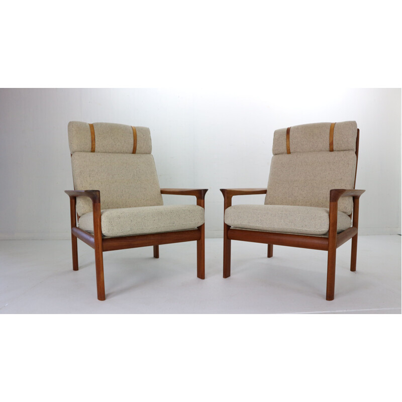 Paire de fauteuil lounge vintage en teck de Sven Ellekaer pour Komfort, Danemark 1960