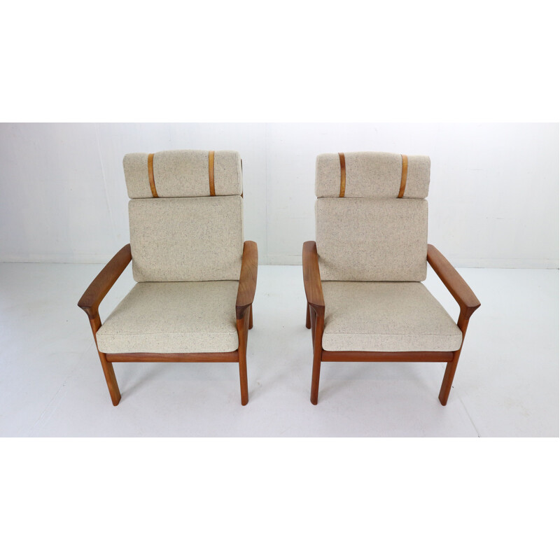 Pair of vintage Teak Lounge Chairsfor by Sven Ellekaer for Komfort, Denmark 1960s