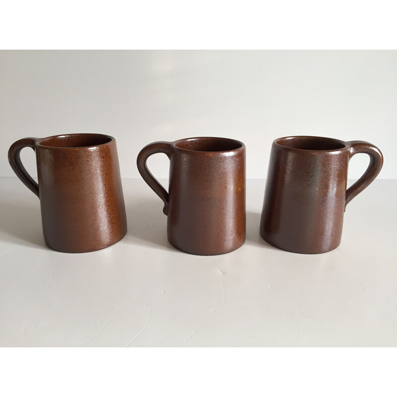 Set of 3 vintage marsh stoneware mugs