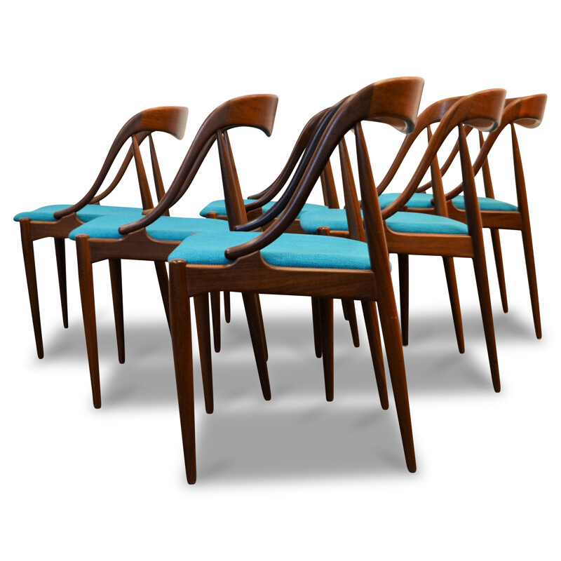 Set of 6 Scandinavian Uldum Mobelfabrik chairs in teak, Johannes ANDERSEN - 1960s