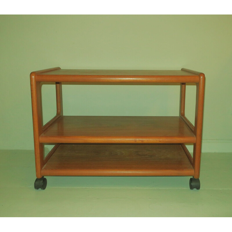 Vintage Teak 3-Tier Serving Trolley on Wheels, Danish 1960s