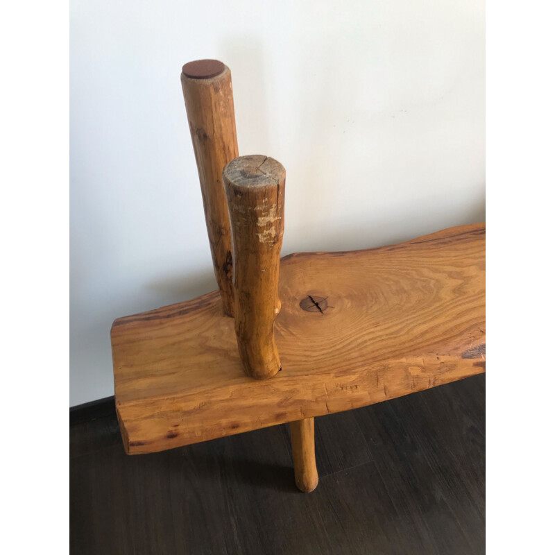 Pair of vintage solid elm benches 1970s