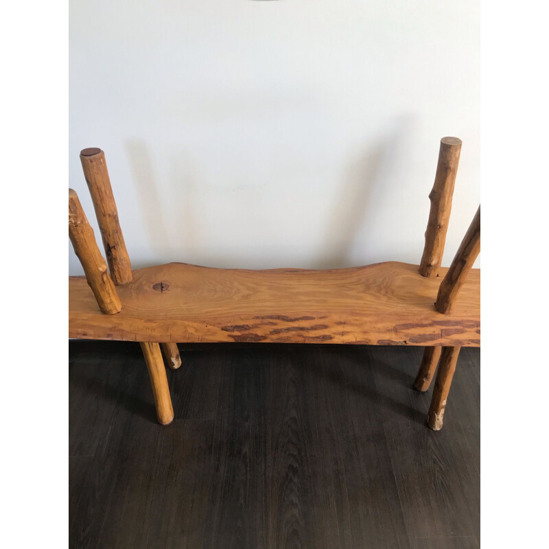 Pair of vintage solid elm benches 1970s