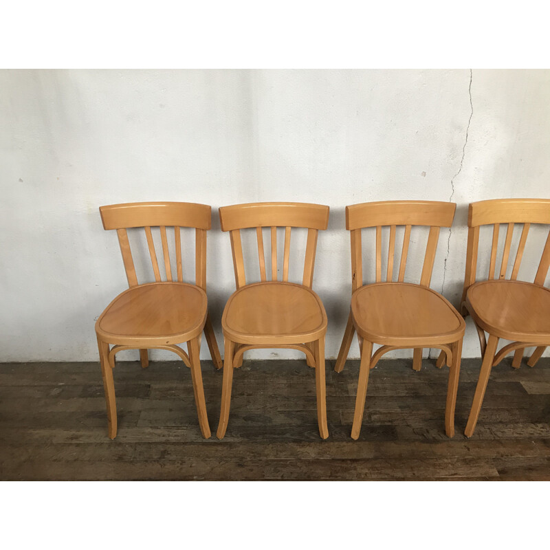 Set of 8 vintage Baumann bistro chairs bentwood 1950s