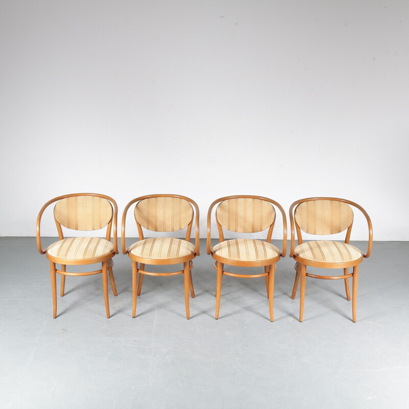 Lot de 4 chaises vintage en bois courbé par Thonet, France 1960