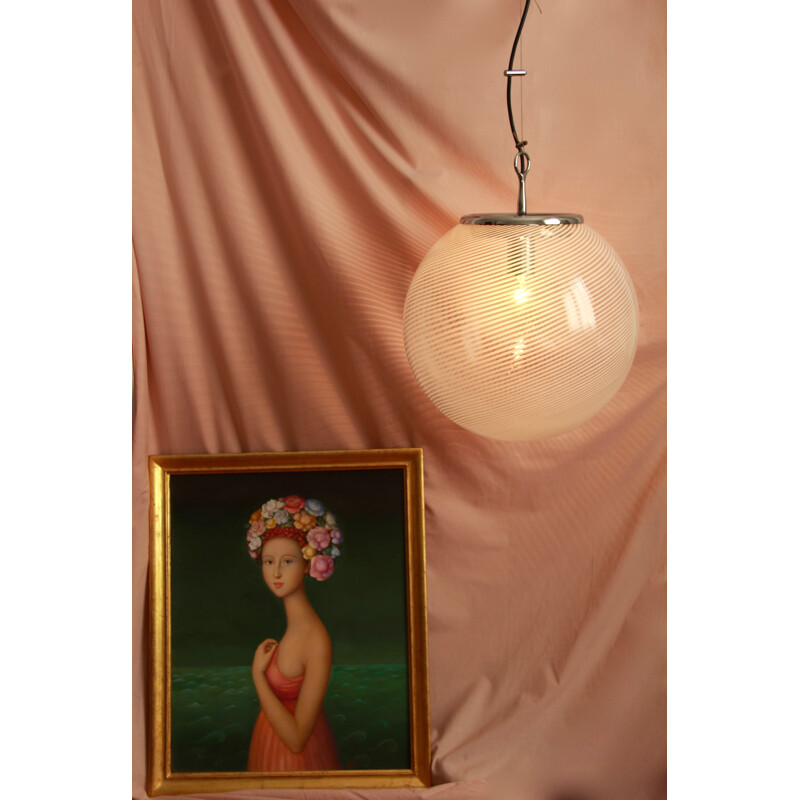 Vintage Globe hanglamp van Venini, Italië 1960