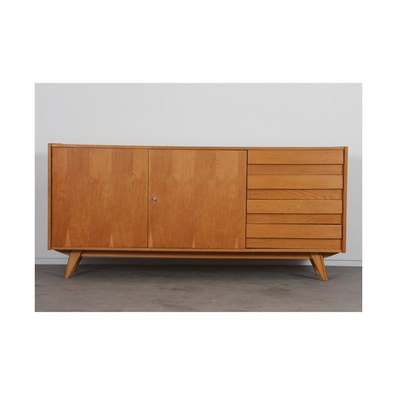 Vintage oak sideboard model U-460 by Jiri Jiroutek, Czech 1960s