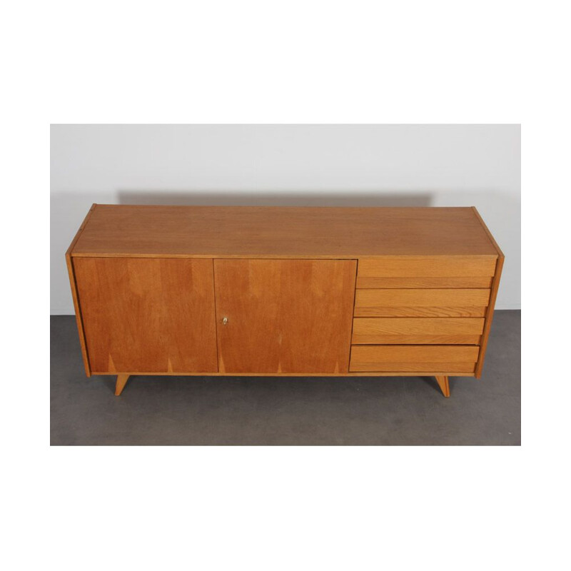 Vintage oak sideboard model U-460 by Jiri Jiroutek, Czech 1960s