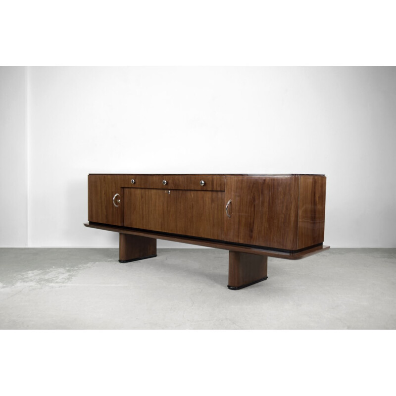 Vintage art deco walnut sideboard, France 1920