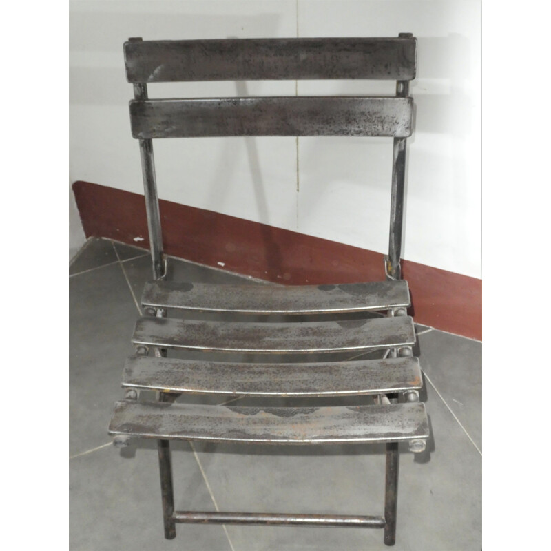 Paire chaises vintage industrielles pliables 1960