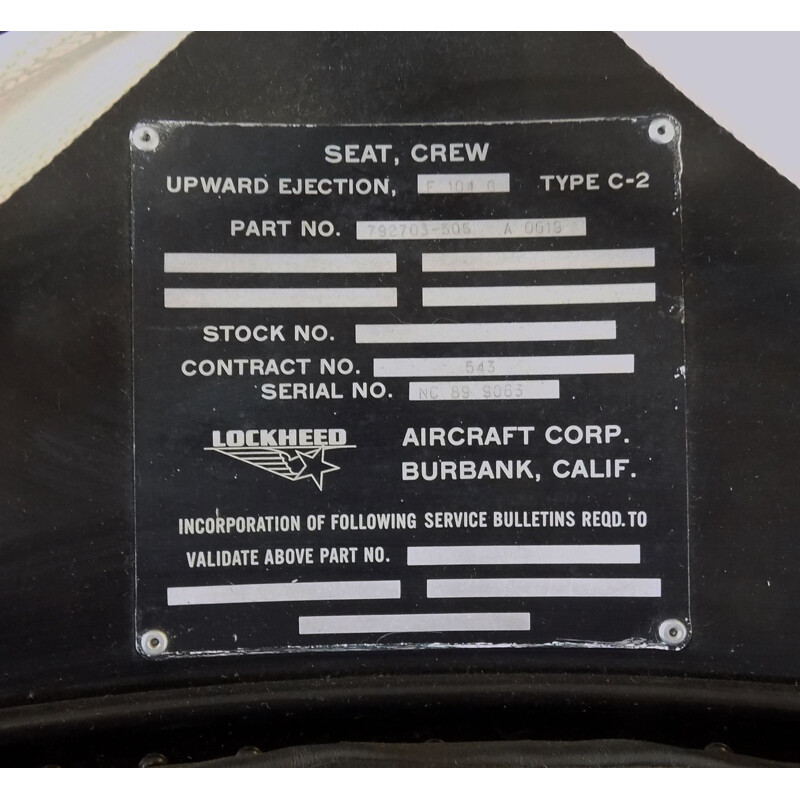 Vintage Lockheed F104 G Starfighter ejection seat 1960s