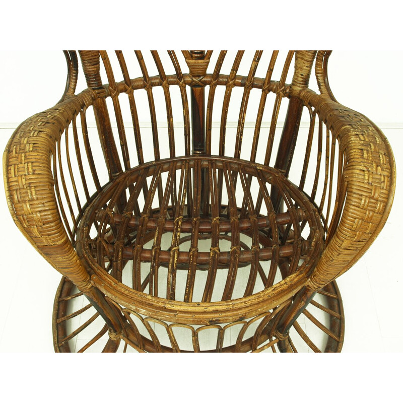 Vintage Wicker Lounge Chair, Italian 1950s