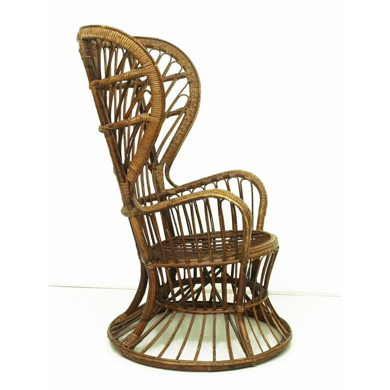 Vintage Wicker Lounge Chair, Italian 1950s