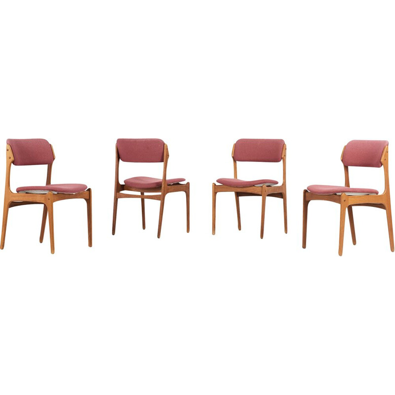 Set of 4 vintage chairs model 49 by Erik Buch for O.D. Mobler